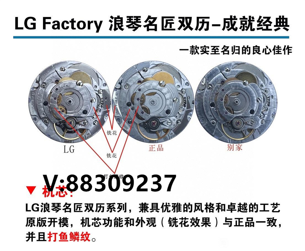 LG廠浪琴名匠雙歷對比正品和市場版本怎么樣插圖5