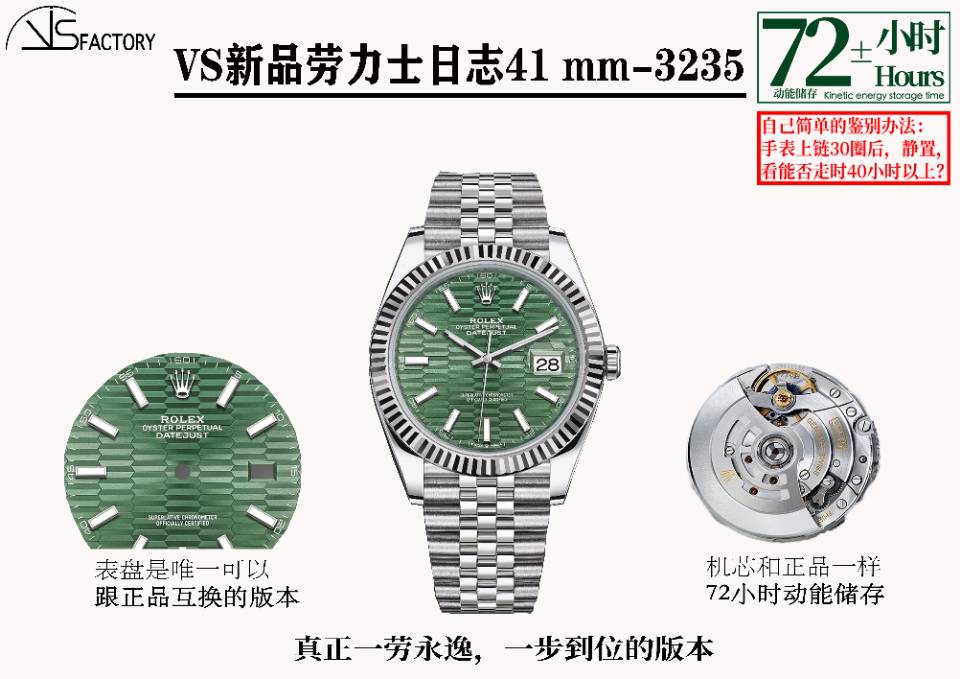 VS廠勞力士新品推送-41日志系列DJ格子紋藍綠兩款復(fù)刻腕表如何插圖1